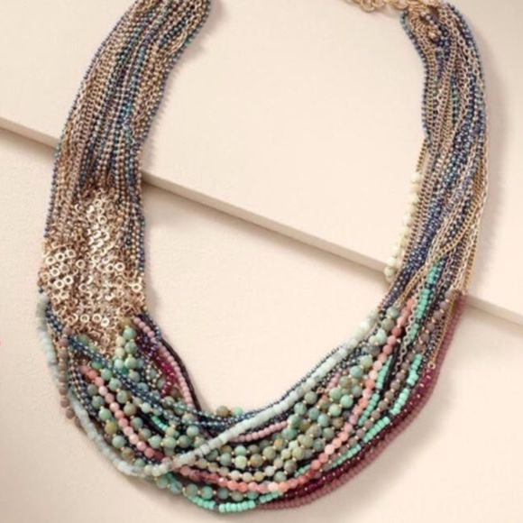 Stella & Dot Mae Statement Necklace – Multicolor Mixed Metal Beaded Layers - Picture 7 of 12